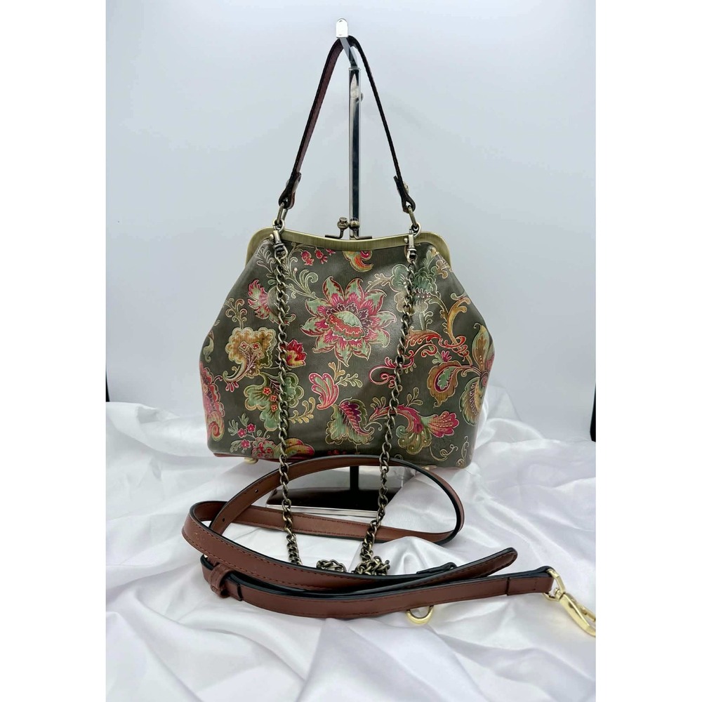 Patricia Nash Laureana Frame Satchel Italian Floral Paisley Crossbody Bag